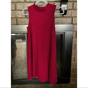 Derek Heart Striped Red and Black Ribbed Dress